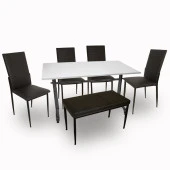 Valerya Mega - Gözde Banklı Mutfak Masa Takımı (6 Kişilik) - Siyah - 1