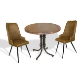 Buket Werzalit Yuvarlak ESB-Çırağan 2li Mutfak Masa Takımı - Antik Dark Kahve - 1