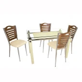 Merdiven Cam Masa Takımı - Krem - 1