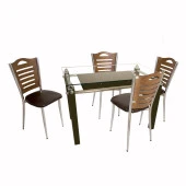 Merdiven Cam Masa Takımı - Kahve - 1