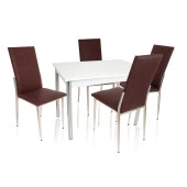 Akasya Gözde Mutfak Masa Takımı (Deri)  - Kahve - 1