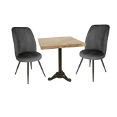 Çipa Laminat Kare - Saray 2li Masa Takımı - Füme - 1