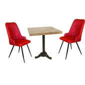 Çipa Laminat Kare - Çırağan 2li Masa Takımı - Bordo - 1