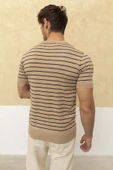 Çizgili Polo Yaka T-Shirt Taş - 7