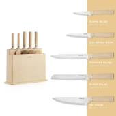 Schafer Forge Kesme Tahtası/Bıçak Seti 10 Parça-Krem - 4