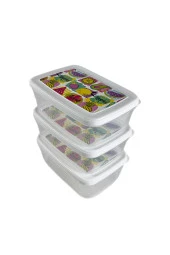 Gıda Saklama Kabı Erzak Saklama Kabı Meyve Sebze Et Balıkları Taze Ve Kuru Tutmak 850ml X 3'lü Set - 3