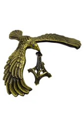 Vintage Metal Dengeli Kartal ve Eyfel Kulesi Bronz 20x17cm thumbnail 12