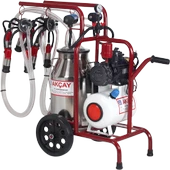Akçay - Çift Başlıklı Kuru Sistem 40 LT Krom Güğümlü Süt Sağım Makinesi - 1