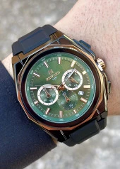 Reward Yeşil Ekran Çelik Kasa Siyah Silikon Kordon Fonksiyonlu Erkek Kol Saati thumbnail 1