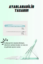 Qpen iPad Air 2 9.7 inç  Uyumlu Klavyeli Tablet Kılıfı thumbnail 10