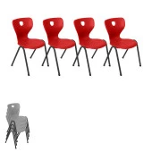 Monoblok Üst Üste Konan Mutfak ve Balkon Sandalyesi - Kırmızı - (4 Adet) - 1