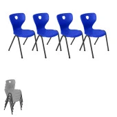 Monoblok Üst Üste Konan Mutfak ve Balkon Sandalyesi - Lacivert - (4 Adet) - 1