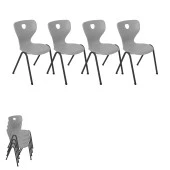 Monoblok Üst Üste Konan Mutfak ve Balkon Sandalyesi - Gri  - (4 Adet) - 1