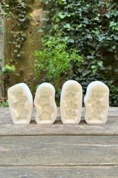 Çiçek ve Kalp Şekilli Sütun Dörtlü Silikon Set Mum Kalıpları - 5