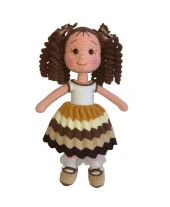 Kahve Kıvırcık Saçlı Karnaval Bebek Amigurumi Organik Oyuncak - 1