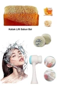 3'lü Cilt Yenileme Siyah Nokta Yüz Temizleme Fırçası Arındırıcı Peeling Kabak Lifli Ballı Sabun - 4