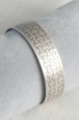 Otantik Gümüş Renk Motif İşleme Detay Plaka Erkek Bileklik - TJ-EB3620 - 1