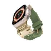 Gpack Apple Watch Series 8 45mm Kordon Metal Bağlantılı Tokalı Silikon Kayış KRD108 - 9
