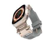 Gpack Apple Watch Series 8 45mm Kordon Metal Bağlantılı Tokalı Silikon Kayış KRD108 - 8