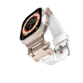 Gpack Apple Watch Series 3 4 5 44mm Kordon Metal Bağlantılı Tokalı Silikon Kayış KRD108 - 7