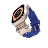 Gpack Apple Watch Series 3 4 5 44mm Kordon Metal Bağlantılı Tokalı Silikon Kayış KRD108 - 6