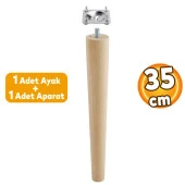 Ahşap Mobilya Koltuk Kanepe Sehpa Masa Ayağı Ayakları M8 Civatalı 35 cm + Bağlantı Aparatlı - 1