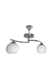 Mutu Ticaret Fuji Krom 2'li Beyaz Camlı Avize | Kaliteli Modern Metal Avize - 1