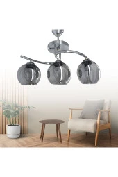 Mutu Ticaret Fuji Krom 3'lü Füme Camlı Avize | Kaliteli Modern Metal Avize - 4