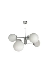 Mutu Ticaret Rima Krom 6'lı Beyaz Camlı Avize | Kaliteli Modern Metal Avize - 1