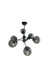 Mutu Ticaret Rima Siyah 6'lı Füme Camlı Avize | Kaliteli Modern Metal Avize - 1