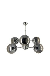 Mutu Ticaret Rima Krom 6'lı Füme Camlı Avize | Kaliteli Modern Metal Avize - 2