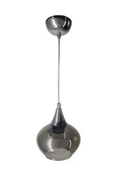 Mutu Ticaret Huni Krom Tekli Füme Yatsı Camlı Avize | Kaliteli Modern Metal Avize - 1