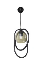 Mutu Ticaret Olimpiyat Siyah Tekli Bal Camlı Avize | Kaliteli Modern Metal Avize - 2