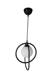 Mutu Ticaret Olimpiyat Siyah Tekli Beyaz Camlı Avize | Kaliteli Modern Metal Avize - 2