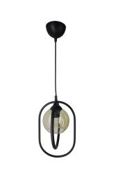 Mutu Ticaret Olimpiyat Siyah Tekli Bal Camlı Avize | Kaliteli Modern Metal Avize - 3
