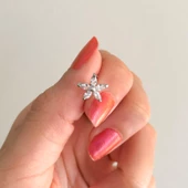 316L Çelik Zirkon Taşlı Çiçek Şekilli Piercing PRC-191 - 2