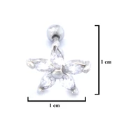 316L Çelik Zirkon Taşlı Çiçek Şekilli Piercing PRC-191 - 3