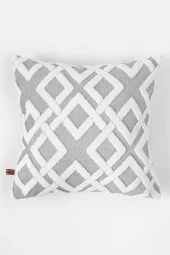 Bohem Özel Tasarım Punch Panç Desen Dekoratif Kırlent Kılıfı Mila Gri thumbnail 2