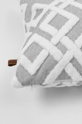 Bohem Özel Tasarım Punch Panç Desen Dekoratif Kırlent Kılıfı Mila Gri thumbnail 3