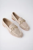 Muggo PHUKET Garantili Metal Tokalı Lazerli Nefes Alabilen Deri Kadın Loafer Günlük Ayakkabı - 6