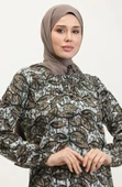 Açelya Büyük Beden Desenli Viskon Elbise 44851D - 8