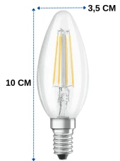 Osram 4W (40W) 6500K (Beyaz Işık) E14 Duylu Eski Tip Görünümlü Led Ampul (8 Adet) thumbnail 4