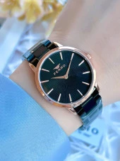 Ferro Çelik Kordonlu Siyah/Rose Kararmaz Renk Atmaz 3 Atm Özel Tasarım Kadın Kol Saati BF1928AWT thumbnail 1