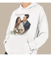 Kişiye Özel Fotoğraf Baskılı Kapşonlu Beyaz Unisex Sweatshirt HK2156 thumbnail 1