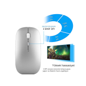 Taşınabilir Sessiz Işıklı  Kablosuz Şarj Edilebilir Bluetoothlu Tablet Bilgisayar Tv  Uyumlu  Fare - 3