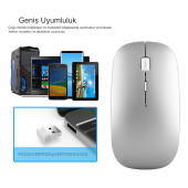 Taşınabilir Sessiz Işıklı  Kablosuz Şarj Edilebilir Bluetoothlu Tablet Bilgisayar Tv  Uyumlu  Fare - 6
