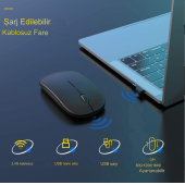 Taşınabilir Sessiz Işıklı  Kablosuz Şarj Edilebilir Bluetoothlu Tablet Bilgisayar Tv  Uyumlu  Fare - 5