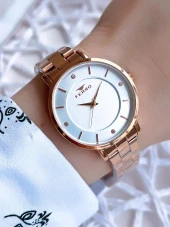 Ferro Rose Gold Renk 3 Atm Suya Dayanıklı Çelik Kordon Özel Tasarım Kadın Kol Saati BF21099AWT-C thumbnail 1