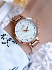 Ferro Rose Gold Renk 3 Atm Suya Dayanıklı Çelik Kordon Özel Tasarım Kadın Kol Saati BF81969AWT thumbnail 1