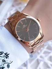 Ferro Rose Gold Renk 3 Atm Suya Dayanıklı Çelik Kordon Özel Tasarım Kadın Kol Saati BF21071AWT thumbnail 1